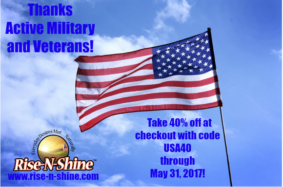 Thanks for Your Service Active Military and Veterans - Take 40% at Checkout through May 31, 2017!
