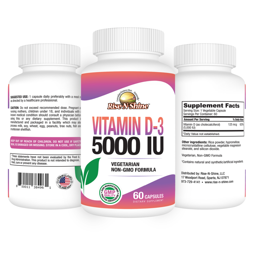 Vitamin D 3 5000 IU Rise N Shine LLC Vitamin d 3 5000 iu rise n shine llc