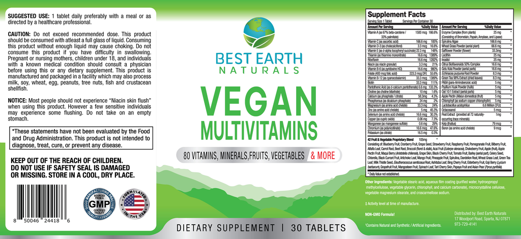 Vegan MultiVitamins by Best Earth Naturals