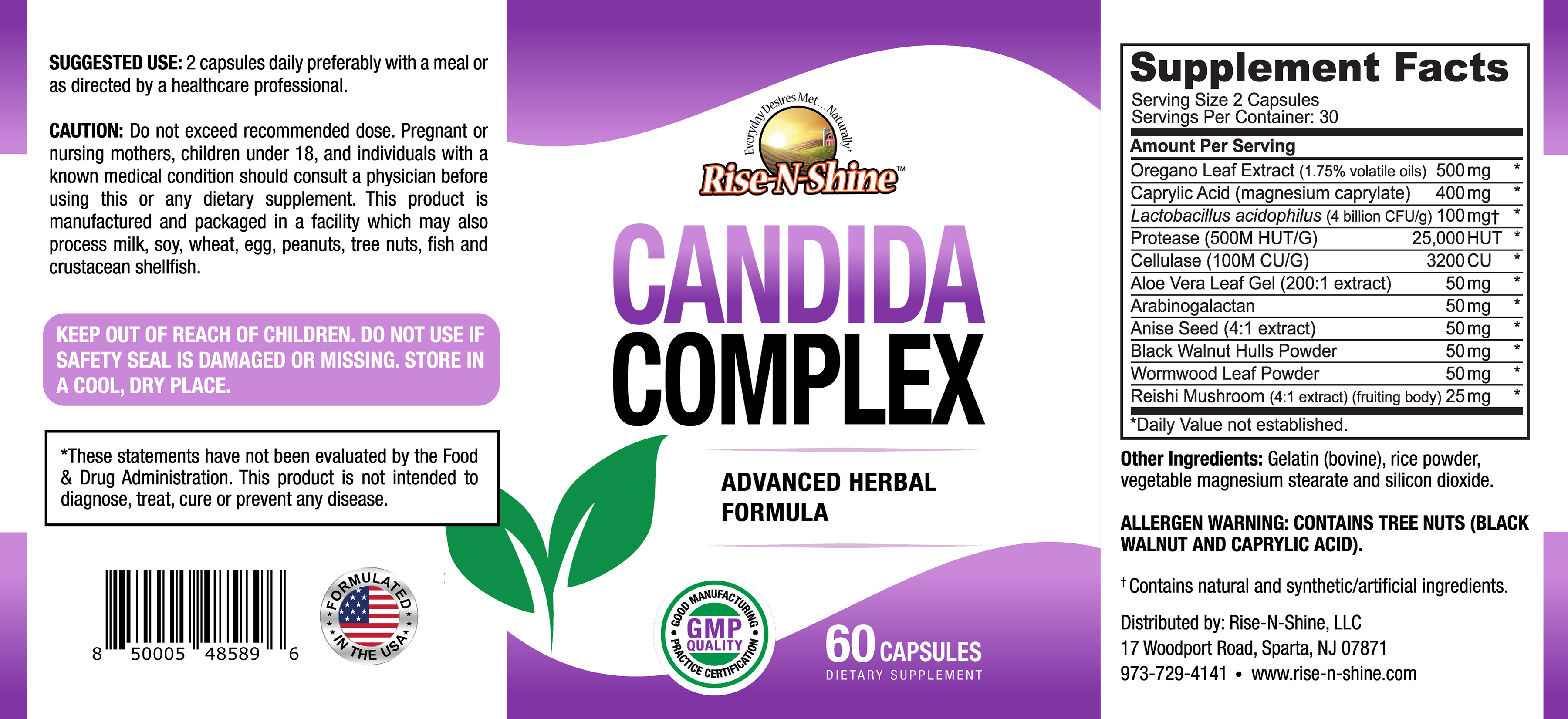 Candida Rash Powder Candida Complex - Helps fight fungal Overgrowth! - Rise-N-Shine LLC